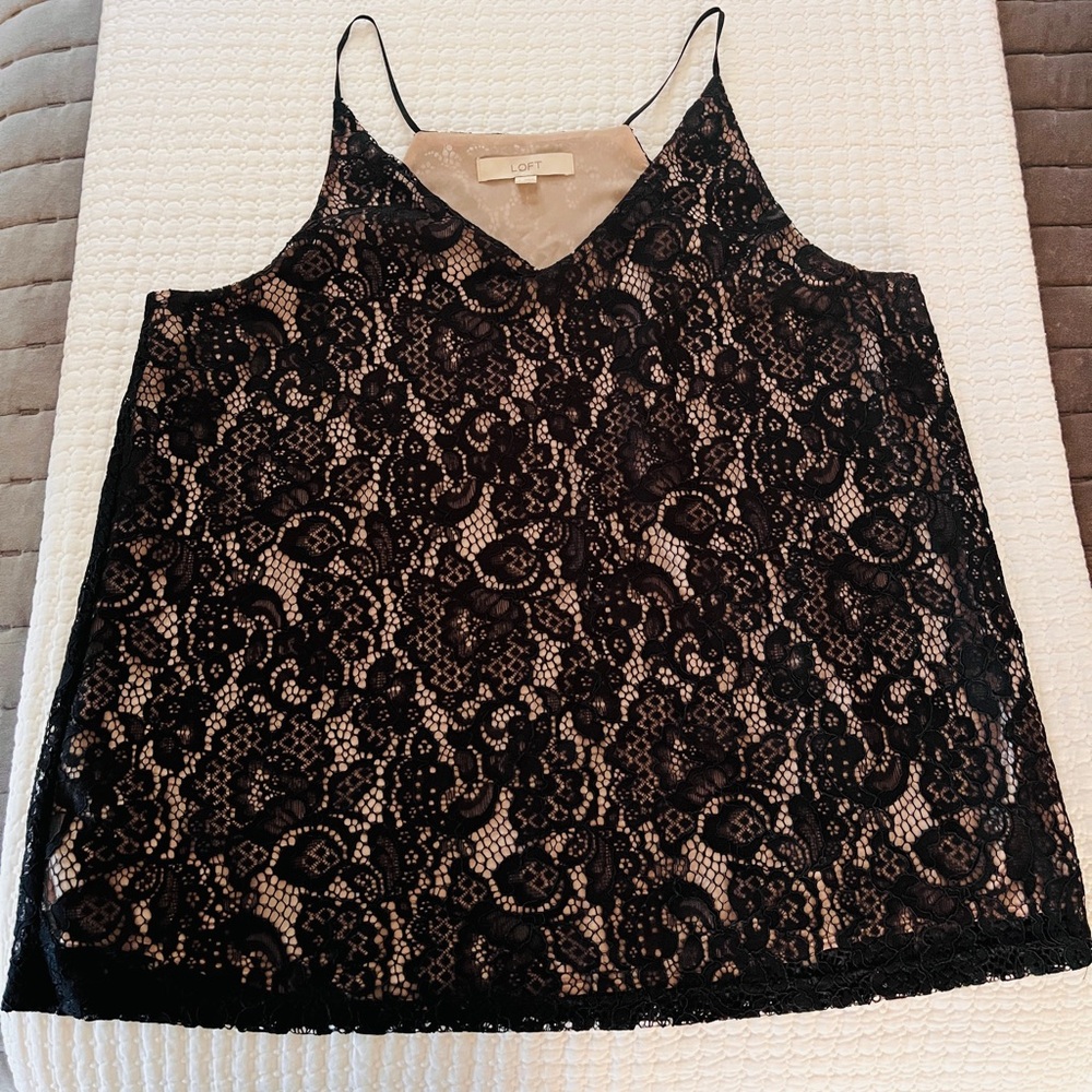 Black Lace Camisole Top - Ann Taylor LOFT-XL - Picture 5 of 7